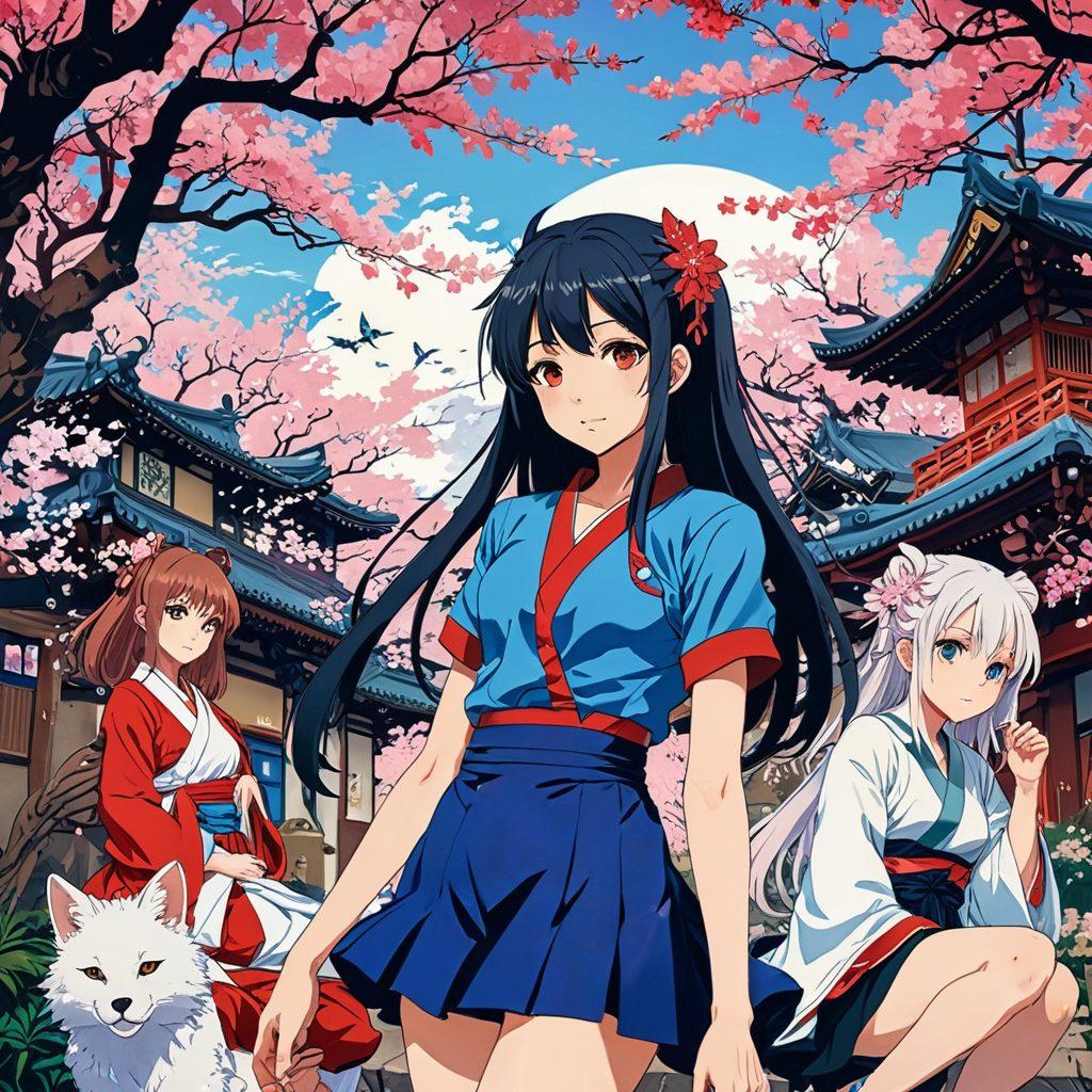 A vibrant, artistic portrayal of various characters representing different subgenres of hentai culture, blending fantasy and anime aesthetics. The background should feature a collage of iconic motifs, such as cherry blossoms, manga panels, and contrasting dark and light colors to symbolize the taboo aspect. The characters should express a range of emotions and styles, showcasing diversity in design, from soft and playful to bold and edgy. Include intricate details that invite viewers to explore the complexity of this culture. painting. vibrant colors. anime style.
